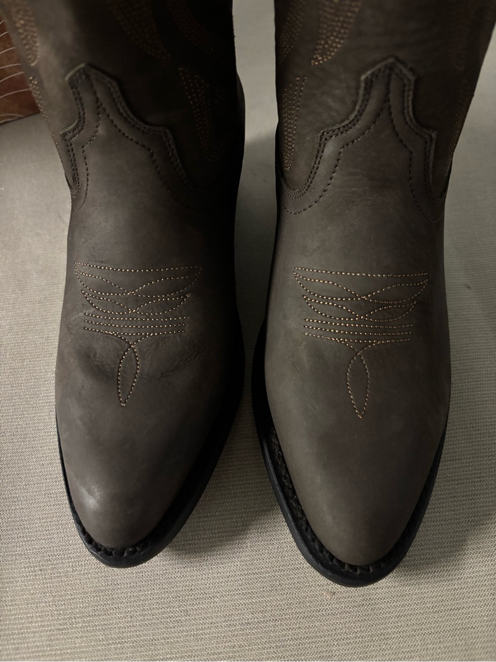 Ameda Brown Leather Western Boots with Embroidered Stitching - Picture 8 of 13